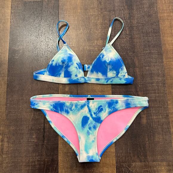 Triangl Blue White Tie Dye Bikini Set Women’s Swimwear Size Small - Picture 2 of 10